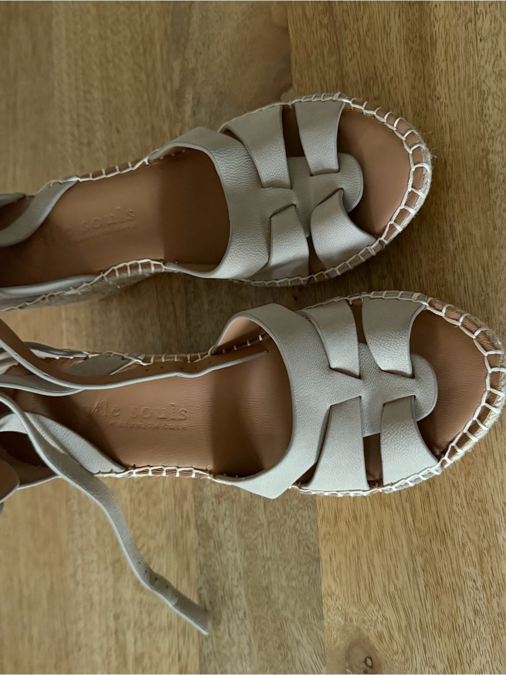 Woven Strap Women's Sandals in Light Beige by Gentle Souls 8.5